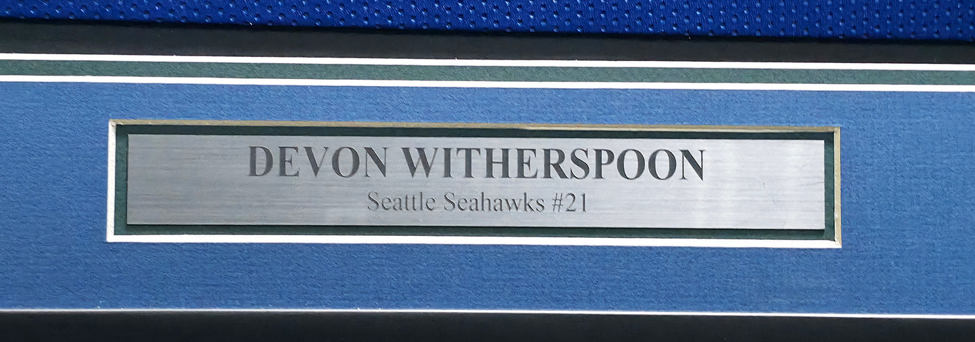 Seattle Seahawks Devon Witherspoon Autographed Framed Blue Throwback Jersey MCS Holo Stock #256419