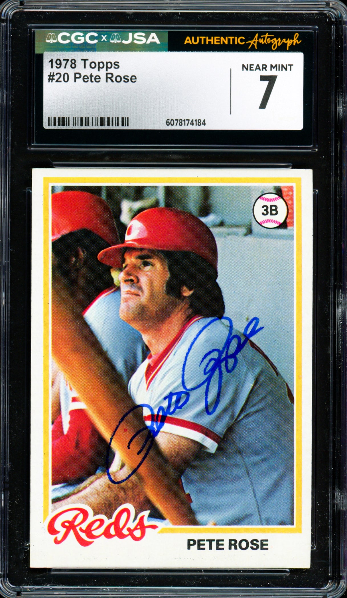 Pete Rose Autographed 1978 Topps Card #20 Cincinnati Reds CGC x JSA 7 CGC x JSA Stock #254362