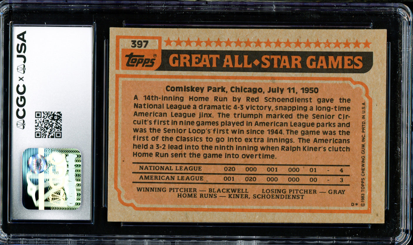 Pete Rose Autographed 1983 Topps Card #397 Philadelphia Phillies CGC x JSA Stock #254370