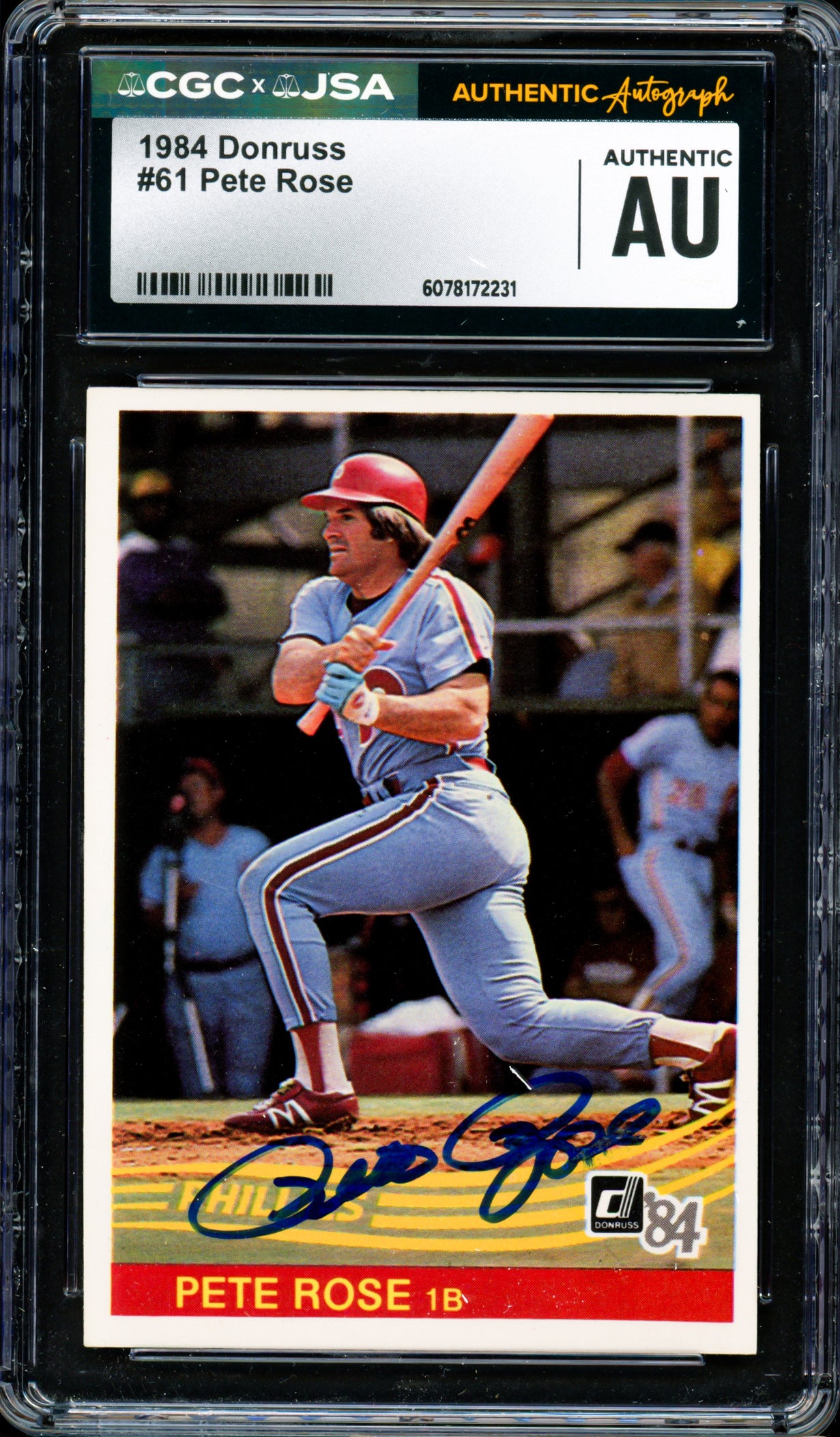 Pete Rose Autographed 1984 Donruss Card #61 Philadelphia Phillies CGC x JSA Stock #254371