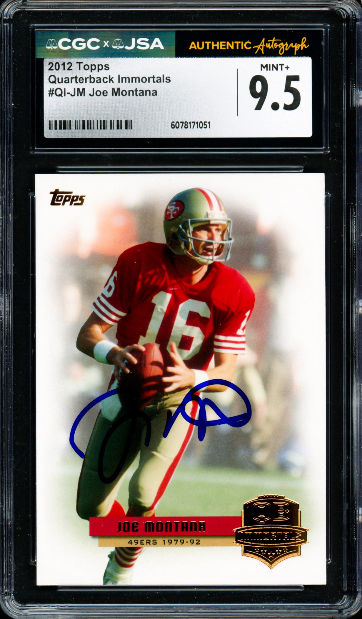 Joe Montana Autographed 2012 Topps QB Immortals Card #QI-JM San Francisco 49ers CGC x JSA 9.5 CGC x JSA Stock #254424