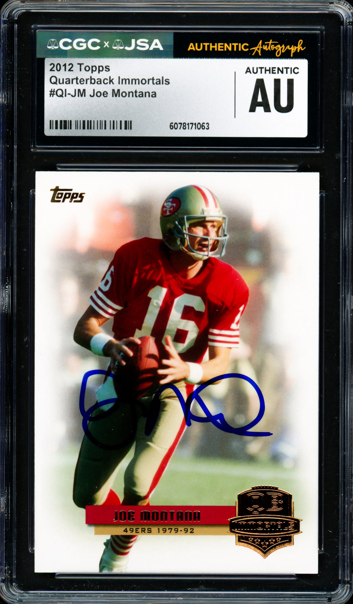 Joe Montana Autographed 2012 Topps QB Immortals Card #QI-JM San Francisco 49ers CGC x JSA Stock #254427