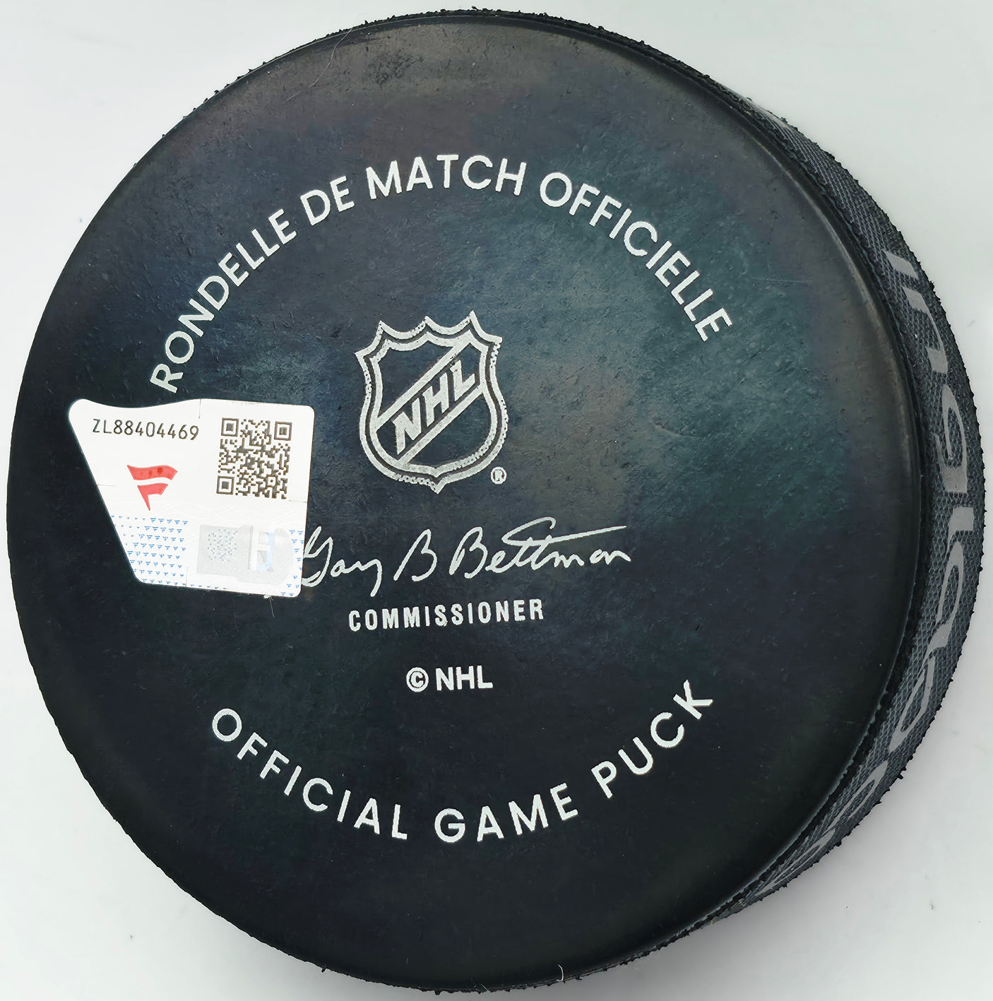 Macklin Celebrini Autographed Official San Jose Sharks Logo Game Hockey Puck "NHL Debut 10-10-24" Fanatics Holo Stock #256806
