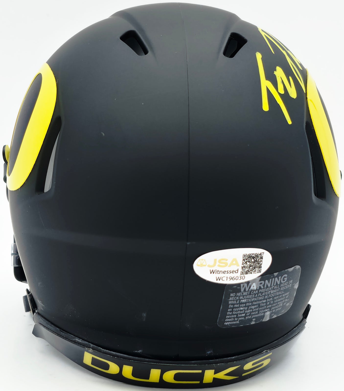 Tez Johnson Autographed Oregon Ducks Matte Black Speed Mini Helmet JSA Witness Stock #256796