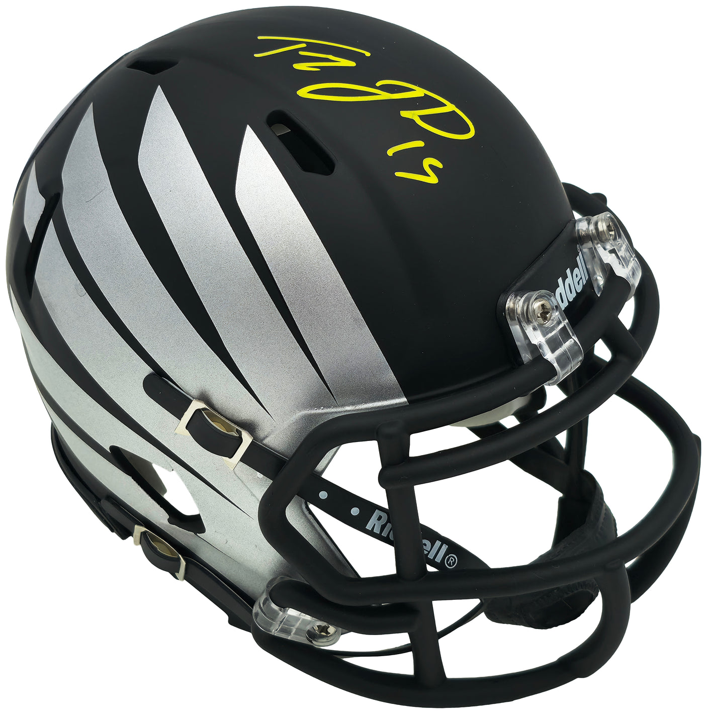 Tez Johnson Autographed Oregon Ducks Matte Black Speed Mini Helmet JSA Witness Stock #256797