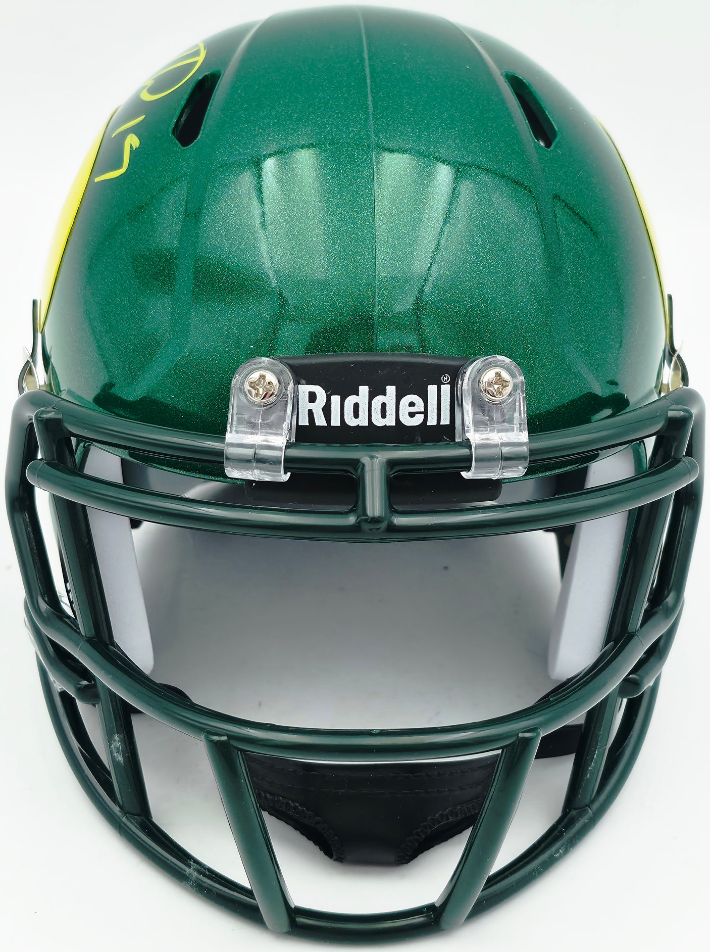 Tez Johnson Autographed Oregon Ducks Green Speed Mini Helmet JSA Witness Stock #256798