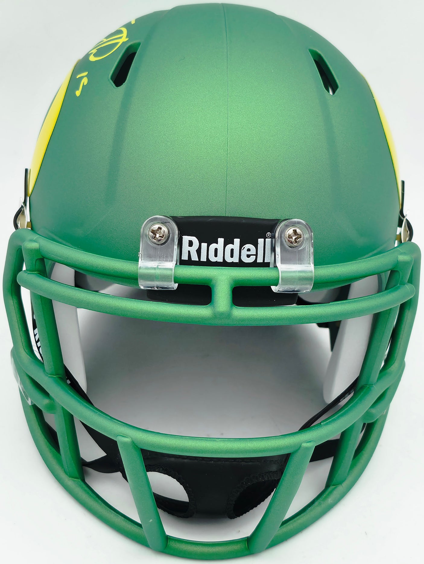Tez Johnson Autographed Oregon Ducks Apple Green Speed Mini Helmet JSA Witness Stock #256800
