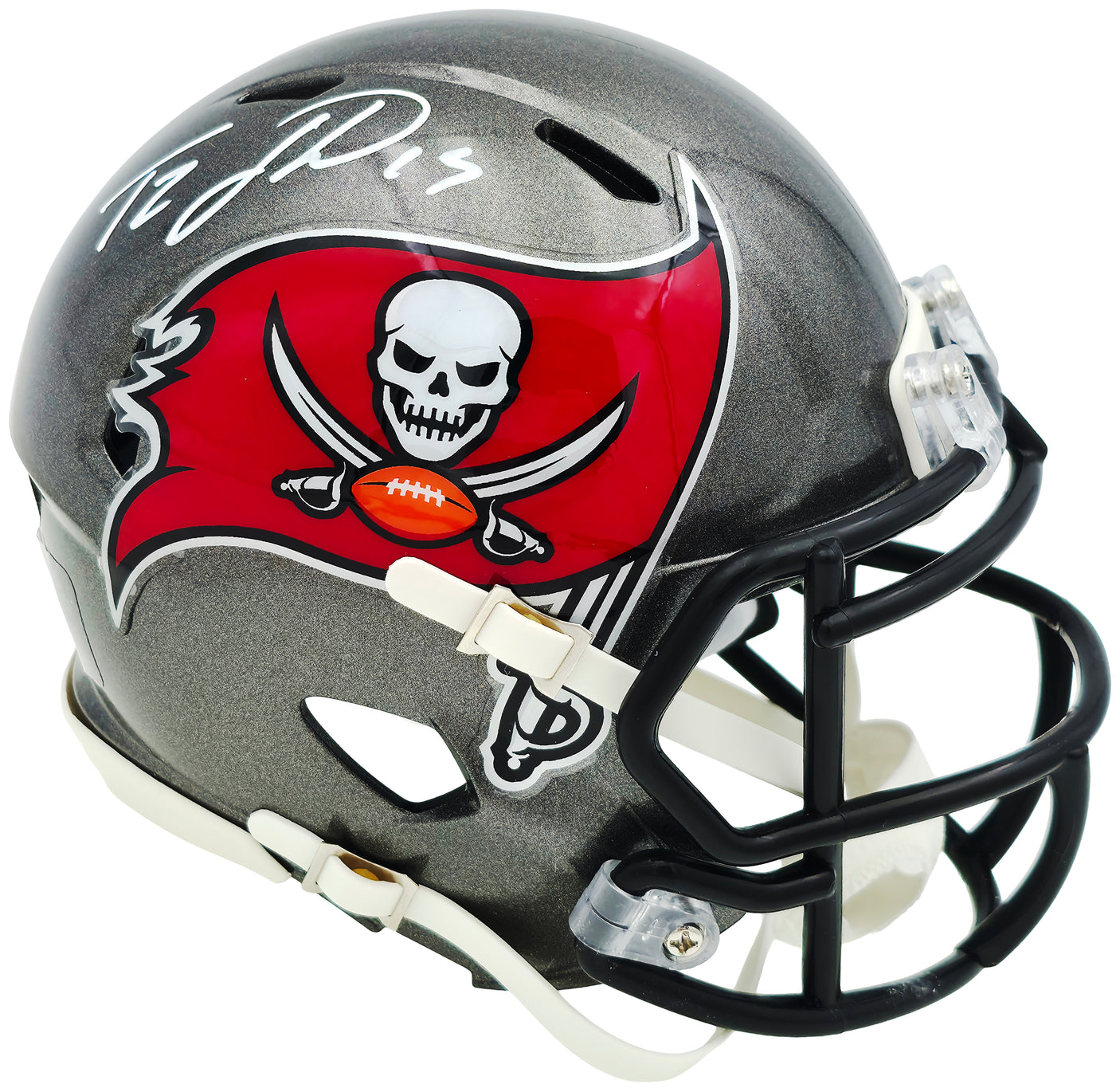 Tez Johnson Autographed Tampa Bay Buccaneers Silver Speed Mini Helmet JSA Witness Stock #256801