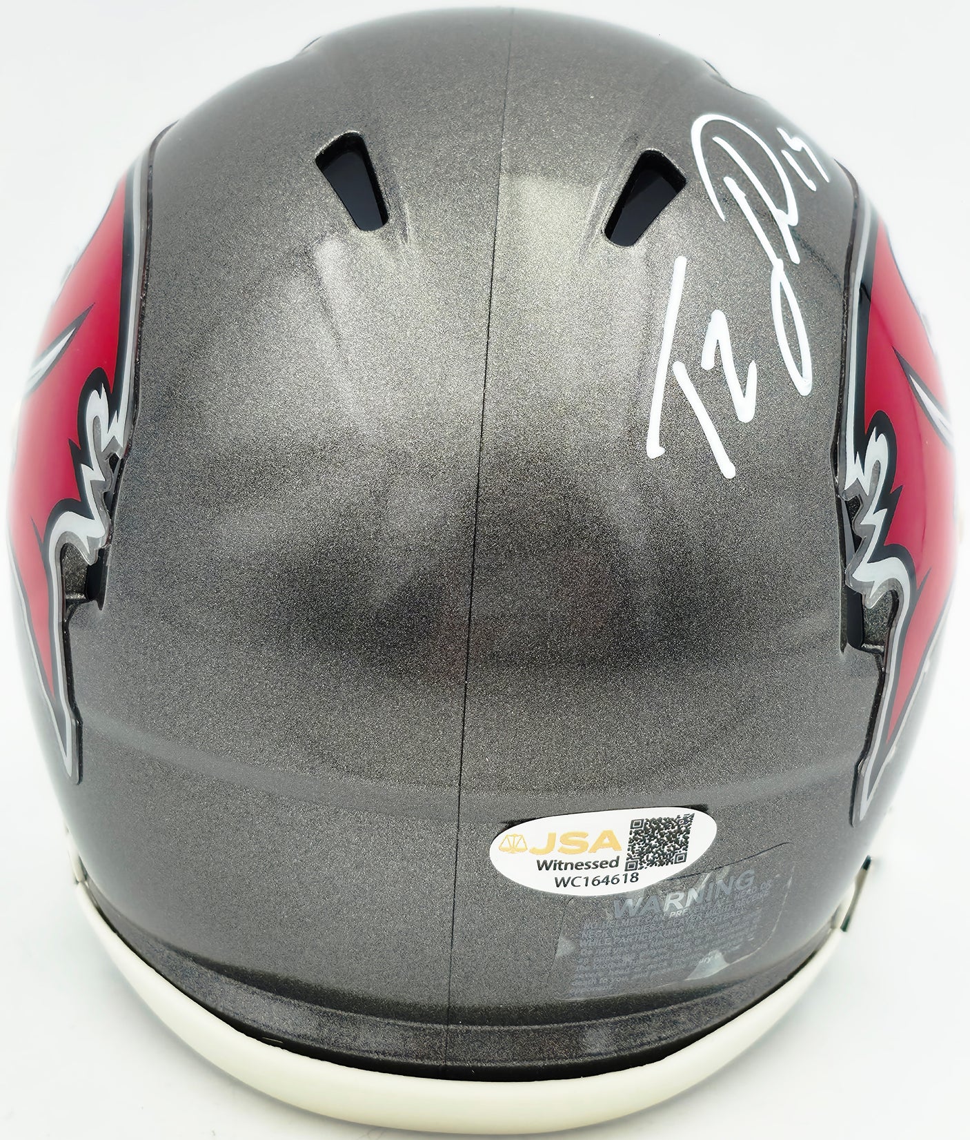 Tez Johnson Autographed Tampa Bay Buccaneers Silver Speed Mini Helmet JSA Witness Stock #256801