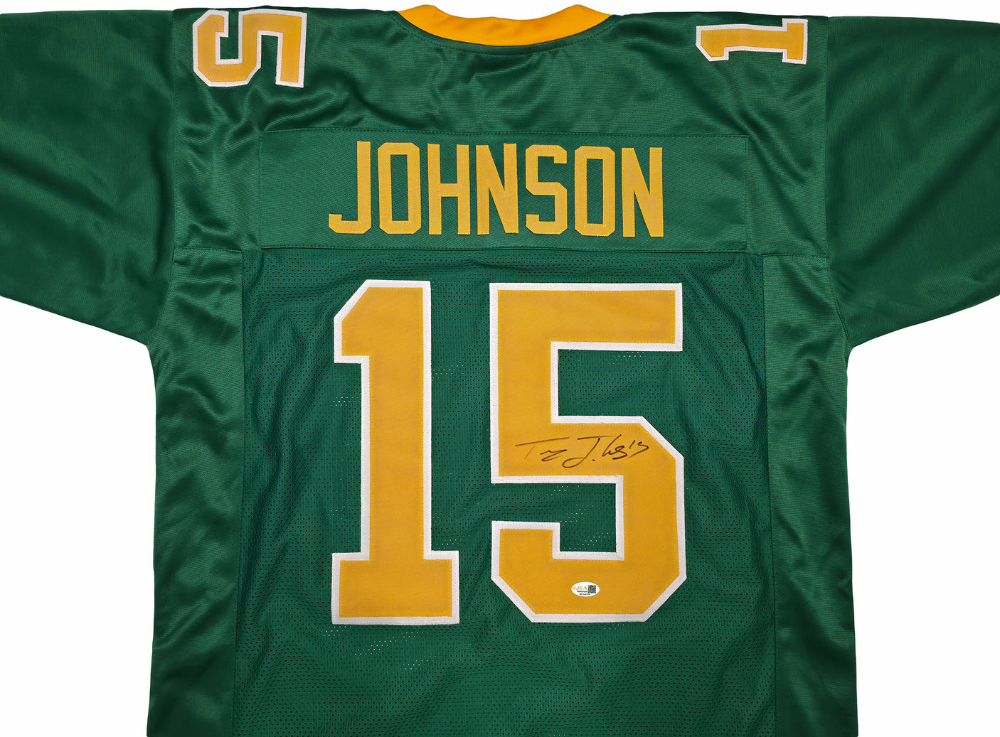 Oregon Ducks Tez Johnson Autographed Green Jersey JSA Witness Stock #256795