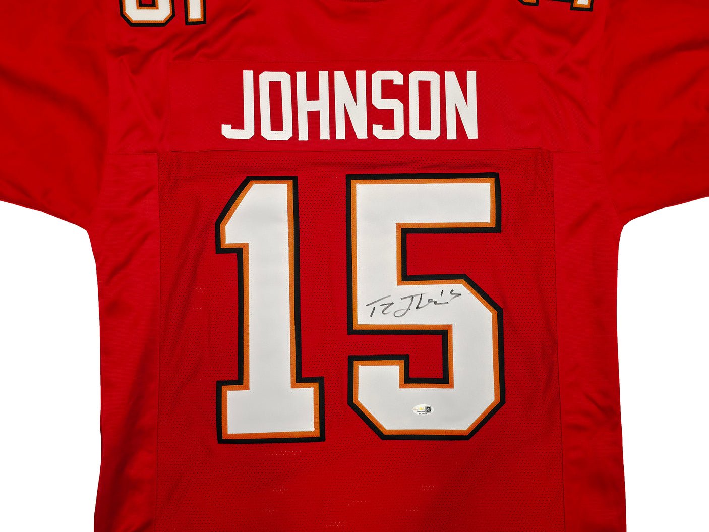 Tampa Bay Buccaneers Tez Johnson Autographed Red Jersey JSA Witness Stock #256793