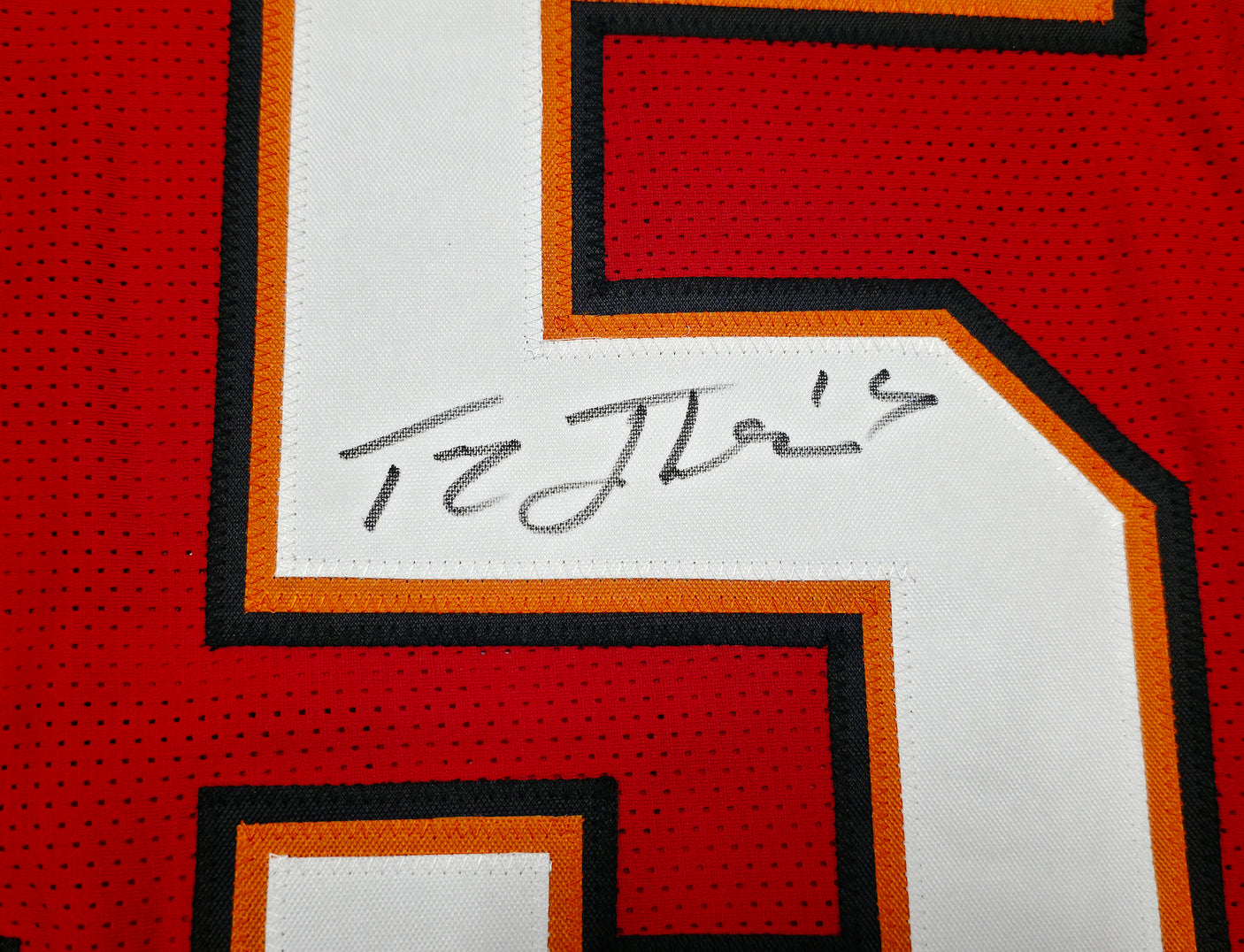 Tampa Bay Buccaneers Tez Johnson Autographed Red Jersey JSA Witness Stock #256793
