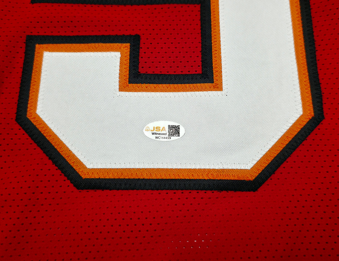 Tampa Bay Buccaneers Tez Johnson Autographed Red Jersey JSA Witness Stock #256793