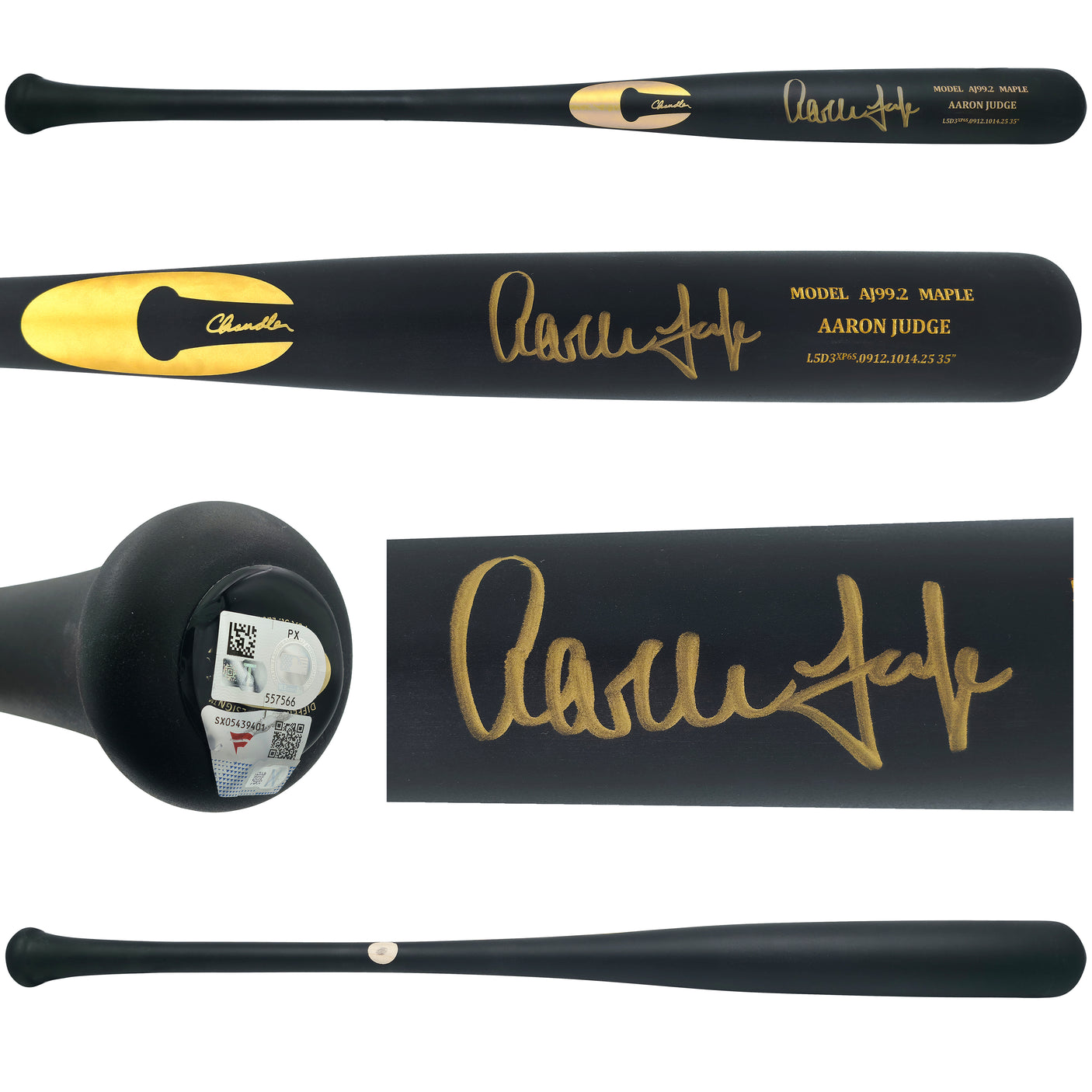 Aaron Judge Autographed Matte Black Chandler Player Model Maple Baseball Bat New York Yankees Fanatics & MLB Holo Stock #256824