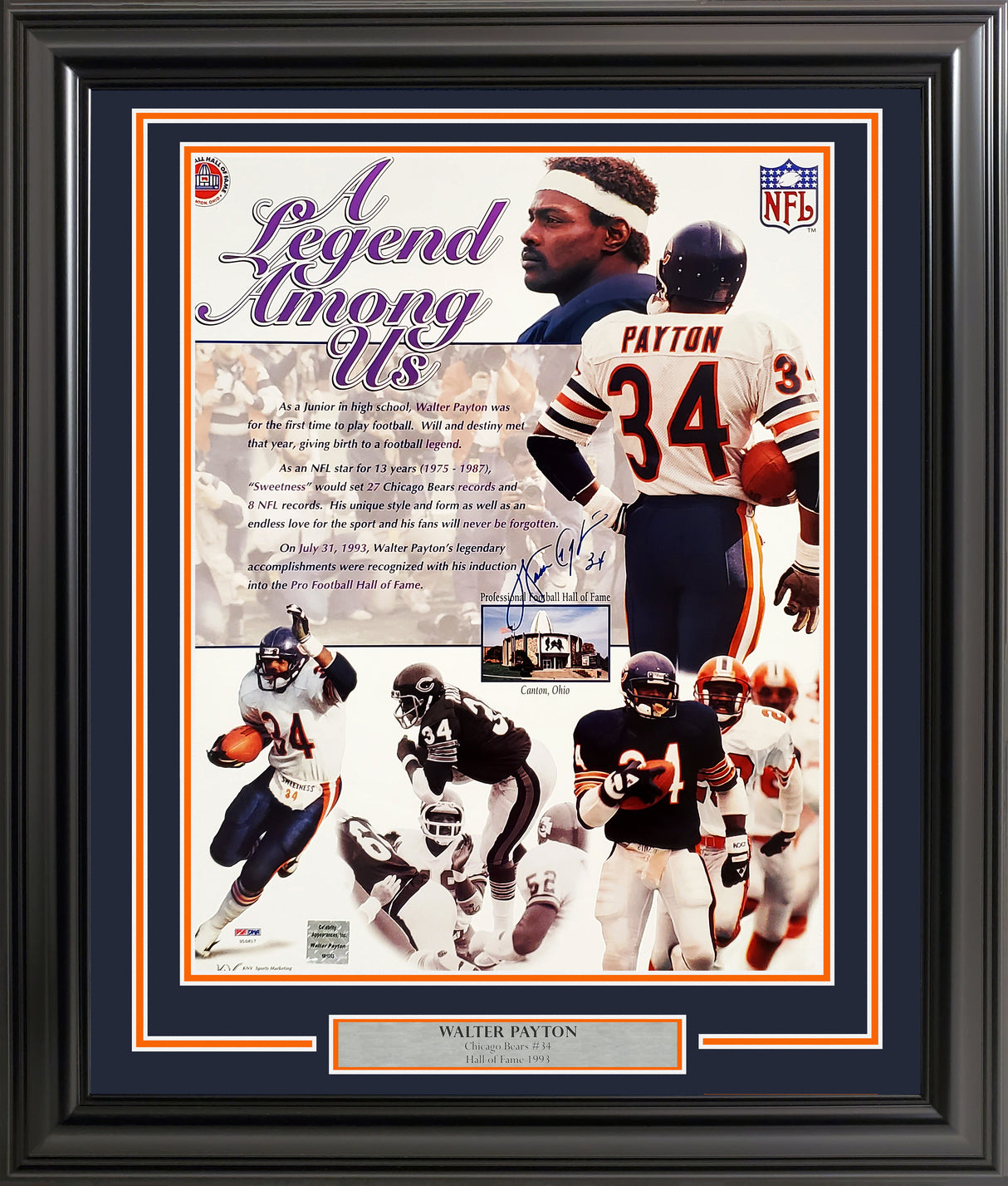 Walter Payton Autographed Framed 16x20 Photo Chicago Bears PSA/DNA Stock #256670