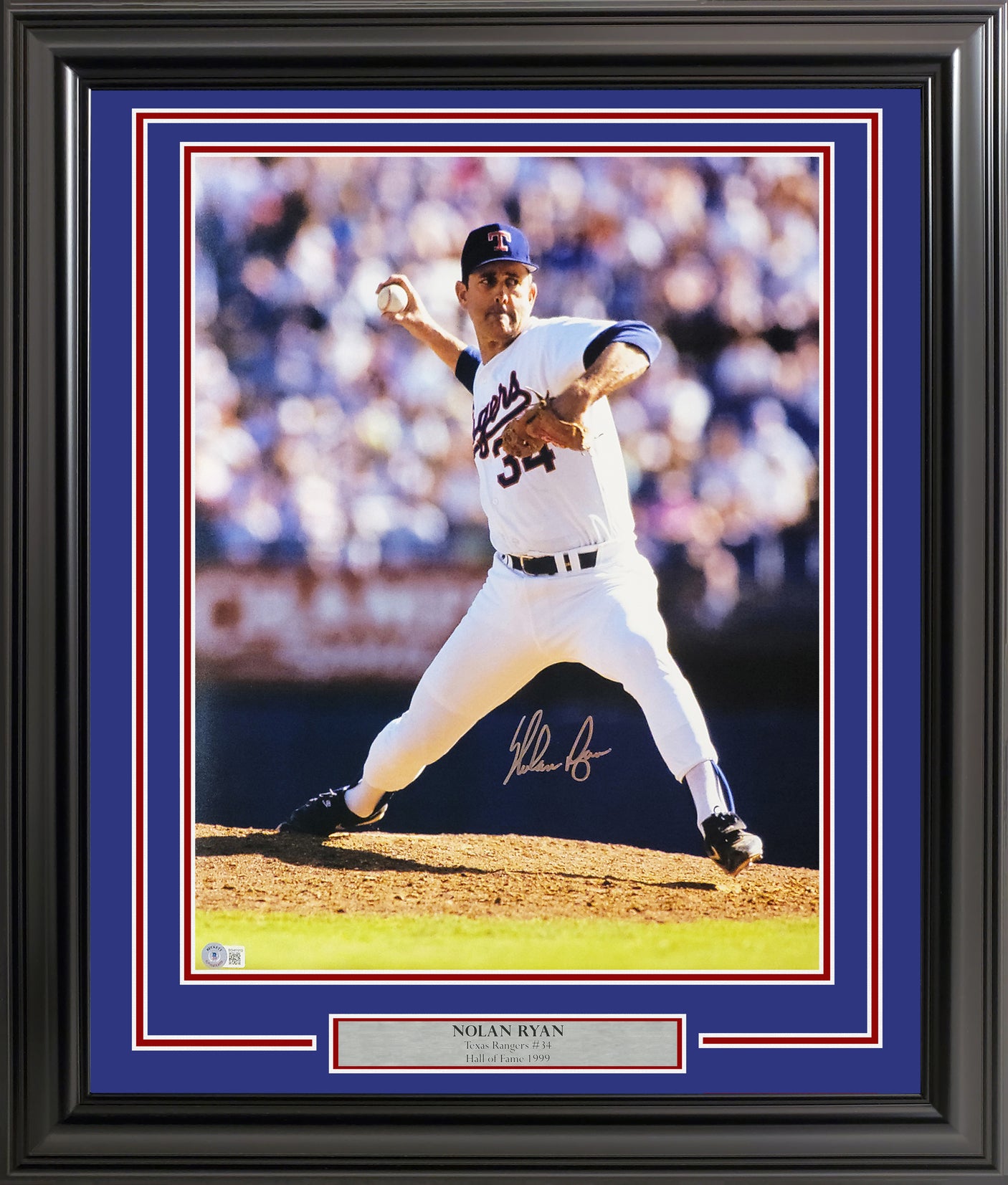 Nolan Ryan Autographed Framed 16x20 Photo Texas Rangers PSA/DNA ITP Stock #256671