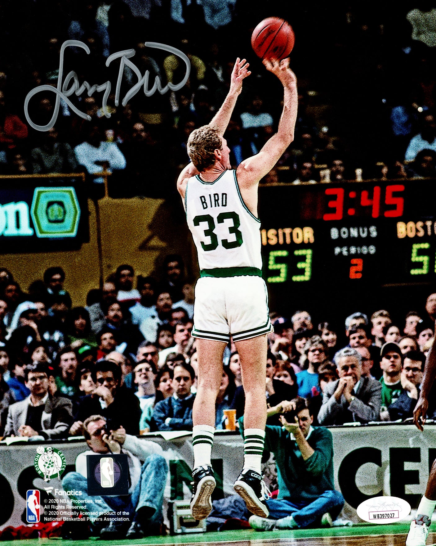 Larry Bird Autographed Framed 8x10 Photo Boston Celtics JSA Stock #256695