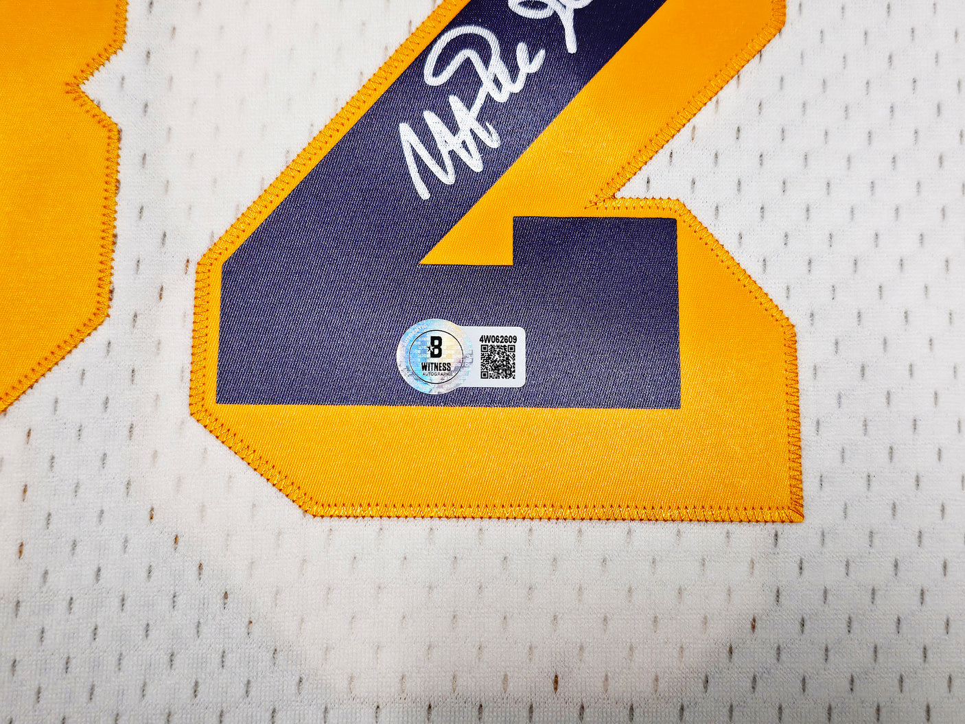 Los Angeles Lakers Magic Johnson Autographed Cream Authentic Mitchell & Ness 1984-85 Hardwood Classic Swingman Jersey Size XXL Beckett BAS Witness Stock #256706