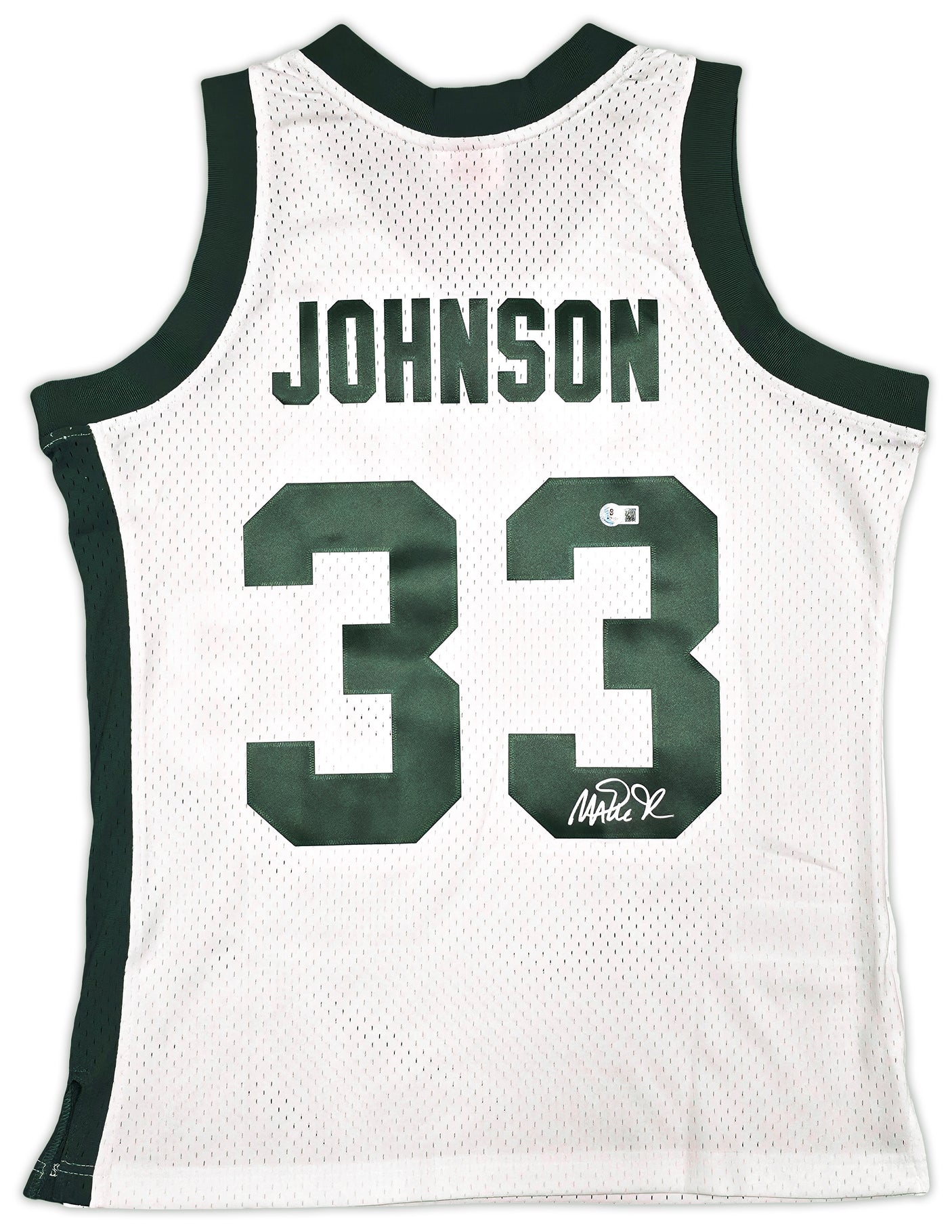 Michigan State Spartans Magic Johnson Autographed White Authentic Mitchell & Ness 1978-79 College Vault Jersey Size L Beckett BAS Witness Stock #256713