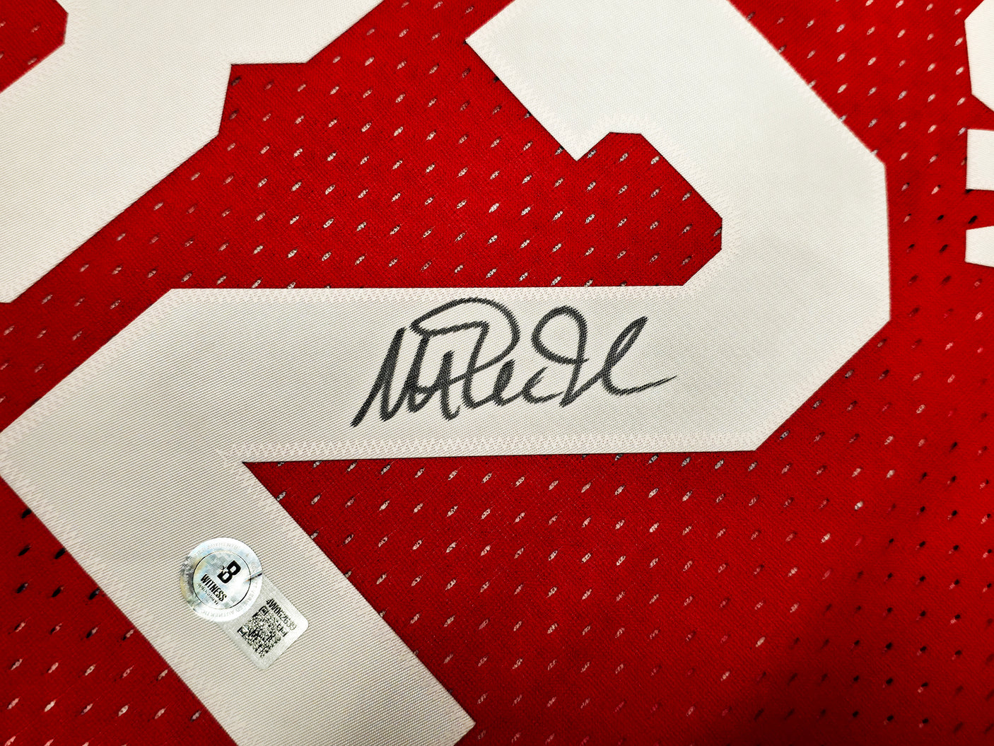 Los Angeles Lakers Magic Johnson Autographed Red Authentic Mitchell & Ness 1991 All Star Game Hardwood Classic Swingman Jersey Size XXL Beckett BAS Witness Stock #256712