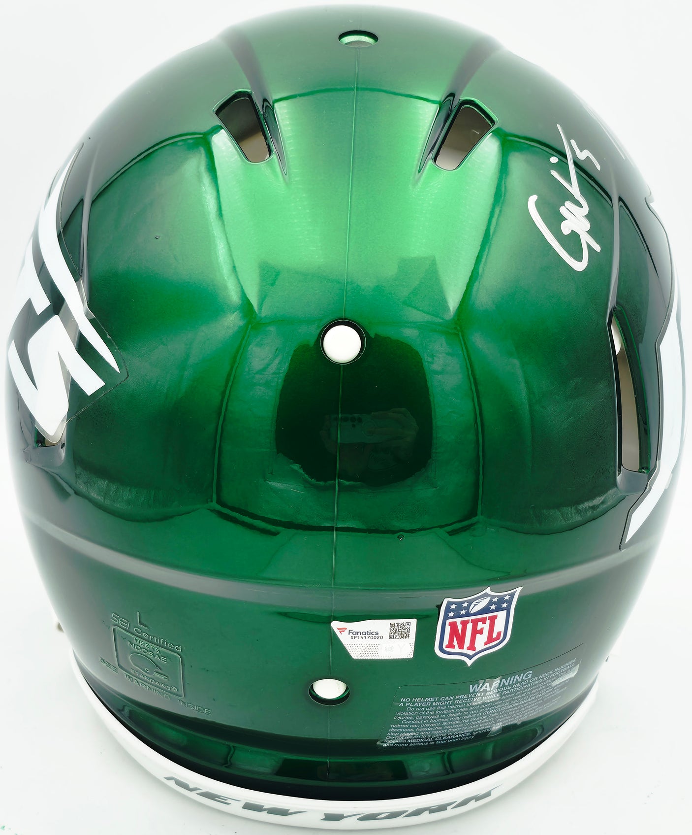 Aaron Rodgers & Garrett Wilson Autographed New York Jets 2024 Alternate Green Full Size Speed Authentic Helmet Fanatics Holo Stock #257003