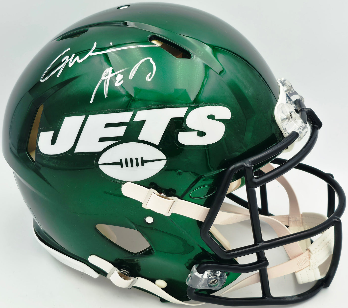 Aaron Rodgers & Garrett Wilson Autographed New York Jets Green Full Size Speed Authentic Helmet Fanatics Holo Stock #257004