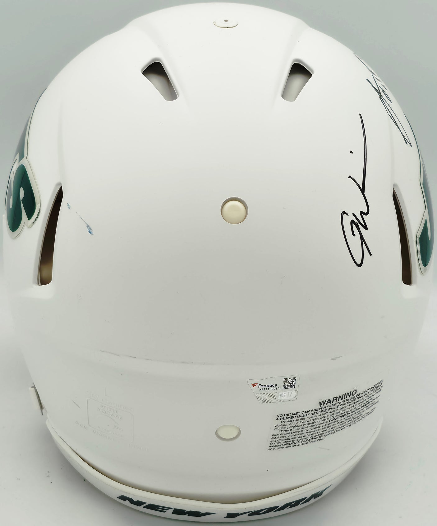 Aaron Rodgers & Garrett Wilson Autographed New York Jets Flat Matte White Full Size Speed Authentic Helmet Fanatics Holo Stock #257005