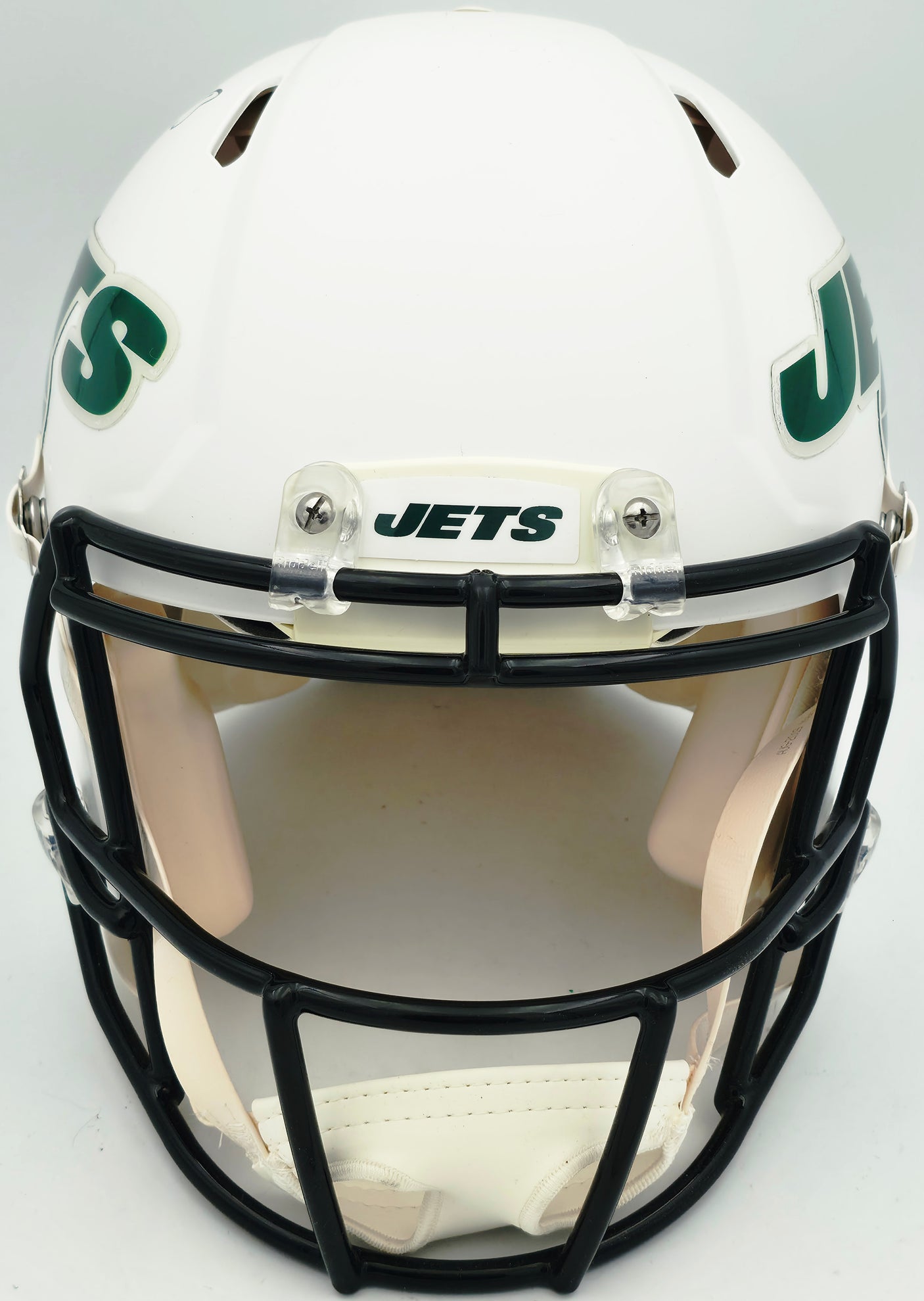 Aaron Rodgers & Breece Hall Autographed New York Jets Flat Matte White Full Size Speed Authentic Helmet Fanatics Holo Stock #257006