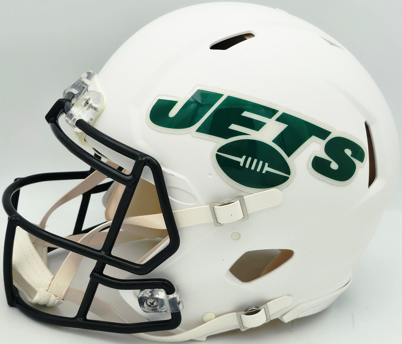 Aaron Rodgers & Breece Hall Autographed New York Jets Flat Matte White Full Size Speed Authentic Helmet Fanatics Holo Stock #257006