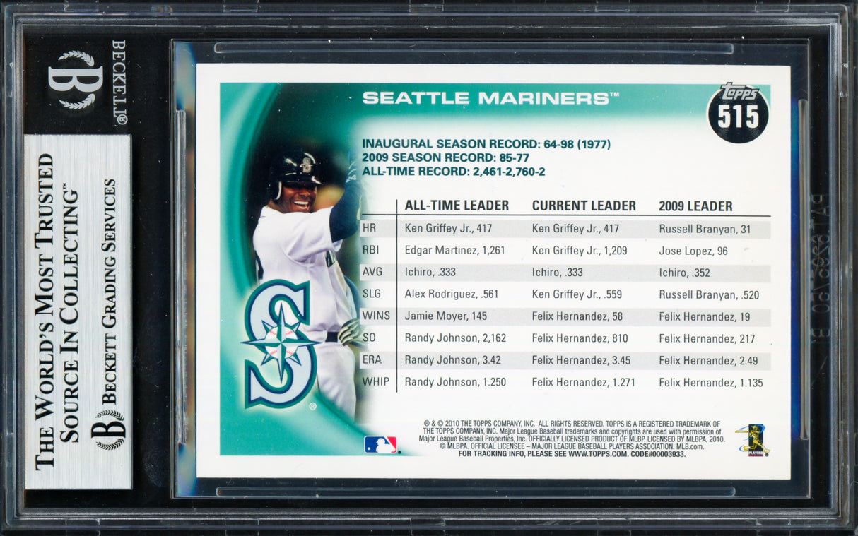 Ken Griffey Jr. & Ichiro Suzuki Autographed 2010 Topps Card #515 Seattle Mariners Beckett BAS Stock #257218