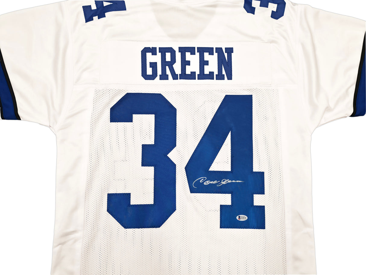 Dallas Cowboys Cornell Green Autographed White Jersey Beckett BAS Witness Stock #257838