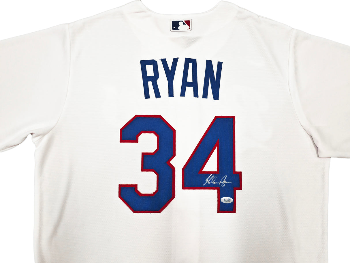 Texas Rangers Nolan Ryan Autographed White Nike Jersey Size L PSA/DNA ITP Stock #257230