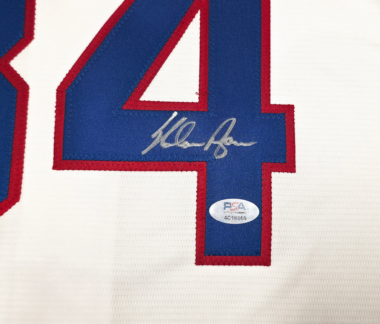 Texas Rangers Nolan Ryan Autographed White Nike Jersey Size L PSA/DNA ITP Stock #257230