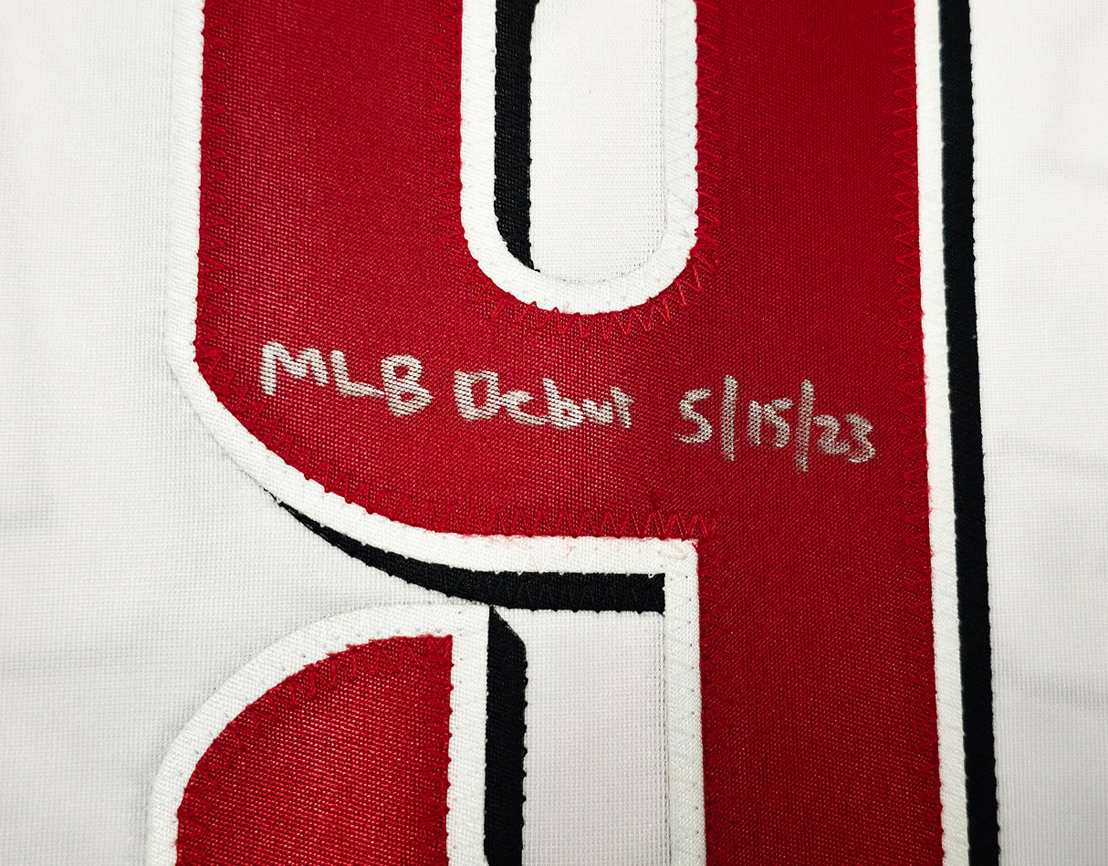 Cincinnati Reds Matt McLain Autographed White Jersey "MLB Debut 5/15/23" Beckett BAS Witness Stock #257832