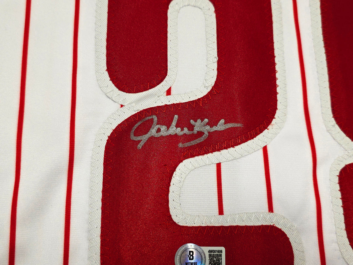 Philadelphia Phillies John Kruk Autographed White Jersey Beckett BAS Witness Stock #257920
