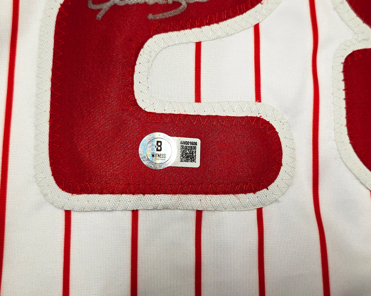 Philadelphia Phillies John Kruk Autographed White Jersey Beckett BAS Witness Stock #257920