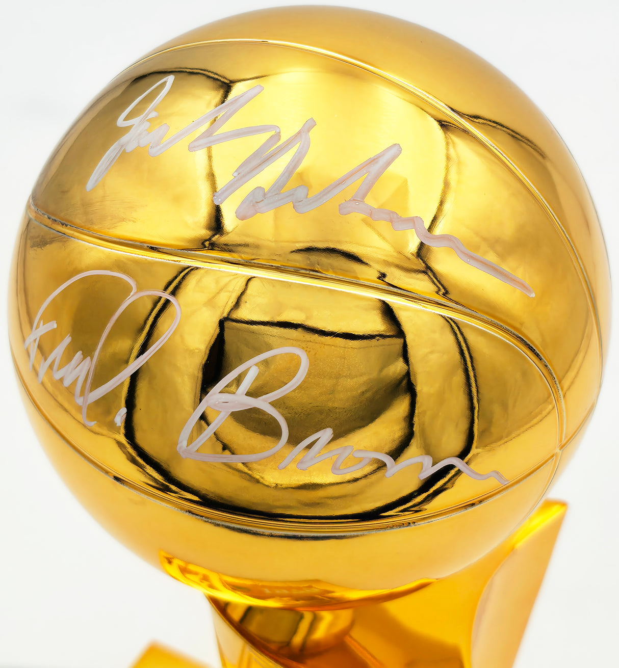 Jack Sikma & Fred Brown Autographed Fanatics 1978-79 NBA Champions Logo Mini Trophy Seattle Supersonics MCS Holo Stock #256896