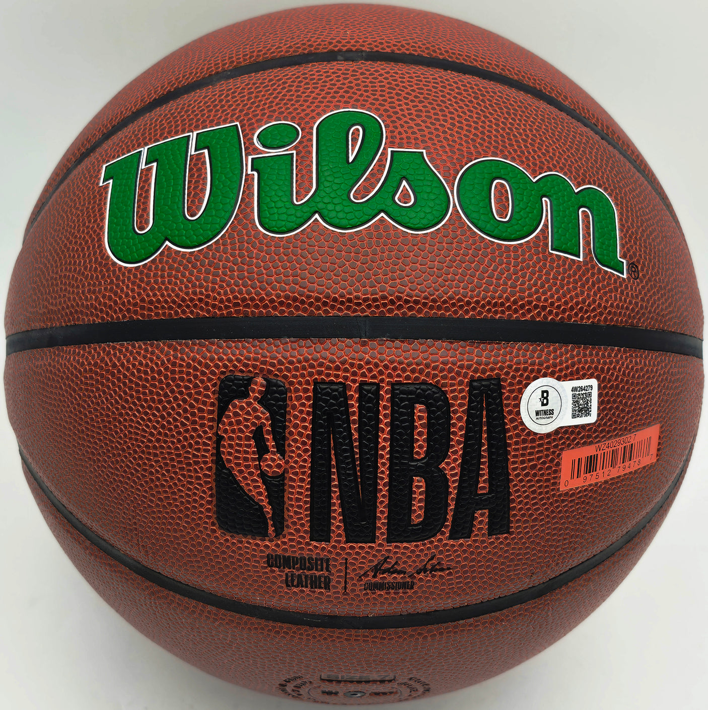 Jaylen Brown Autographed Composite Leather Boston Celtics Logo Basketball Beckett BAS Witness Stock #256842