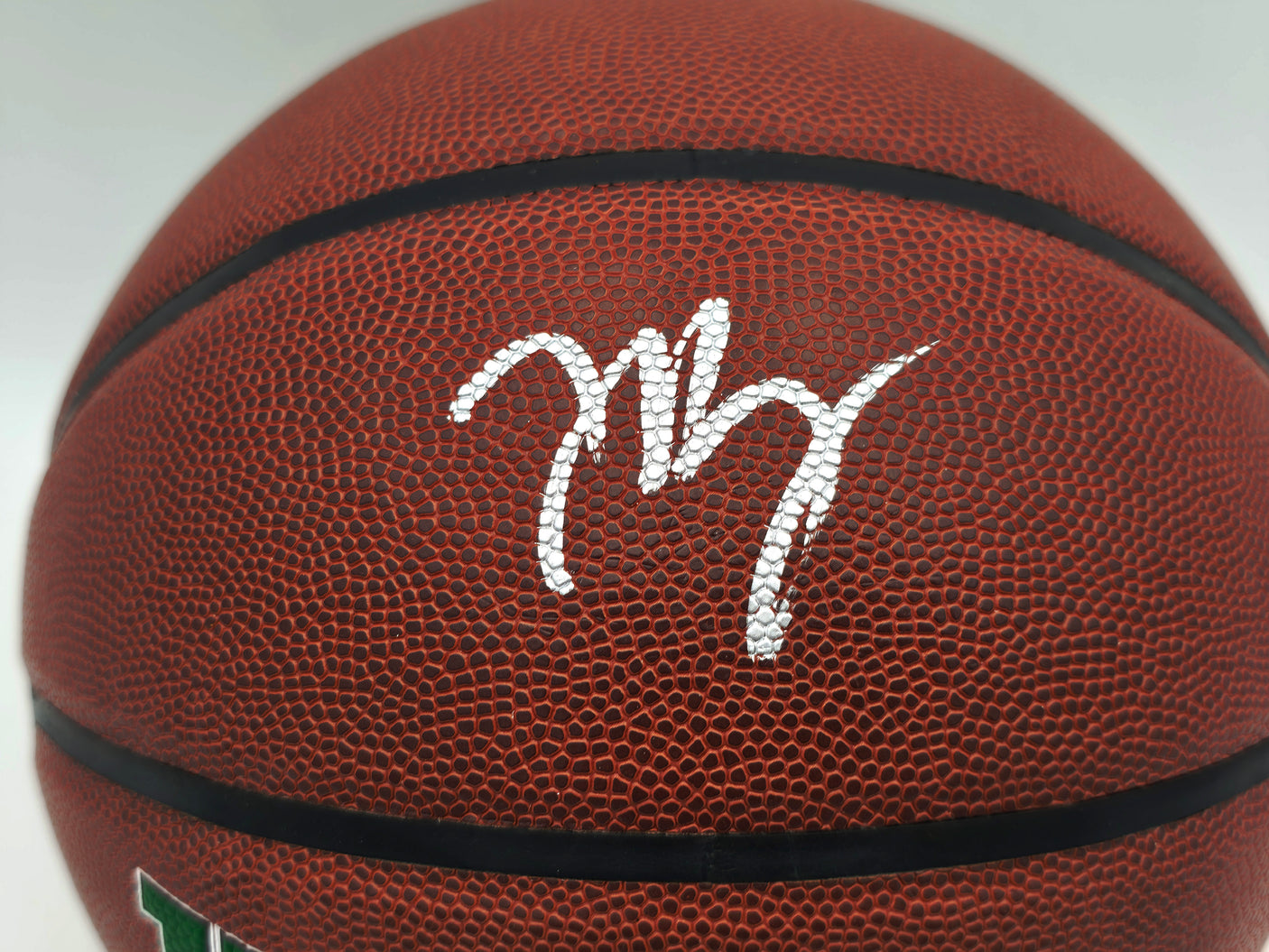 Jaylen Brown Autographed Composite Leather Boston Celtics Logo Basketball Beckett BAS Witness Stock #256843