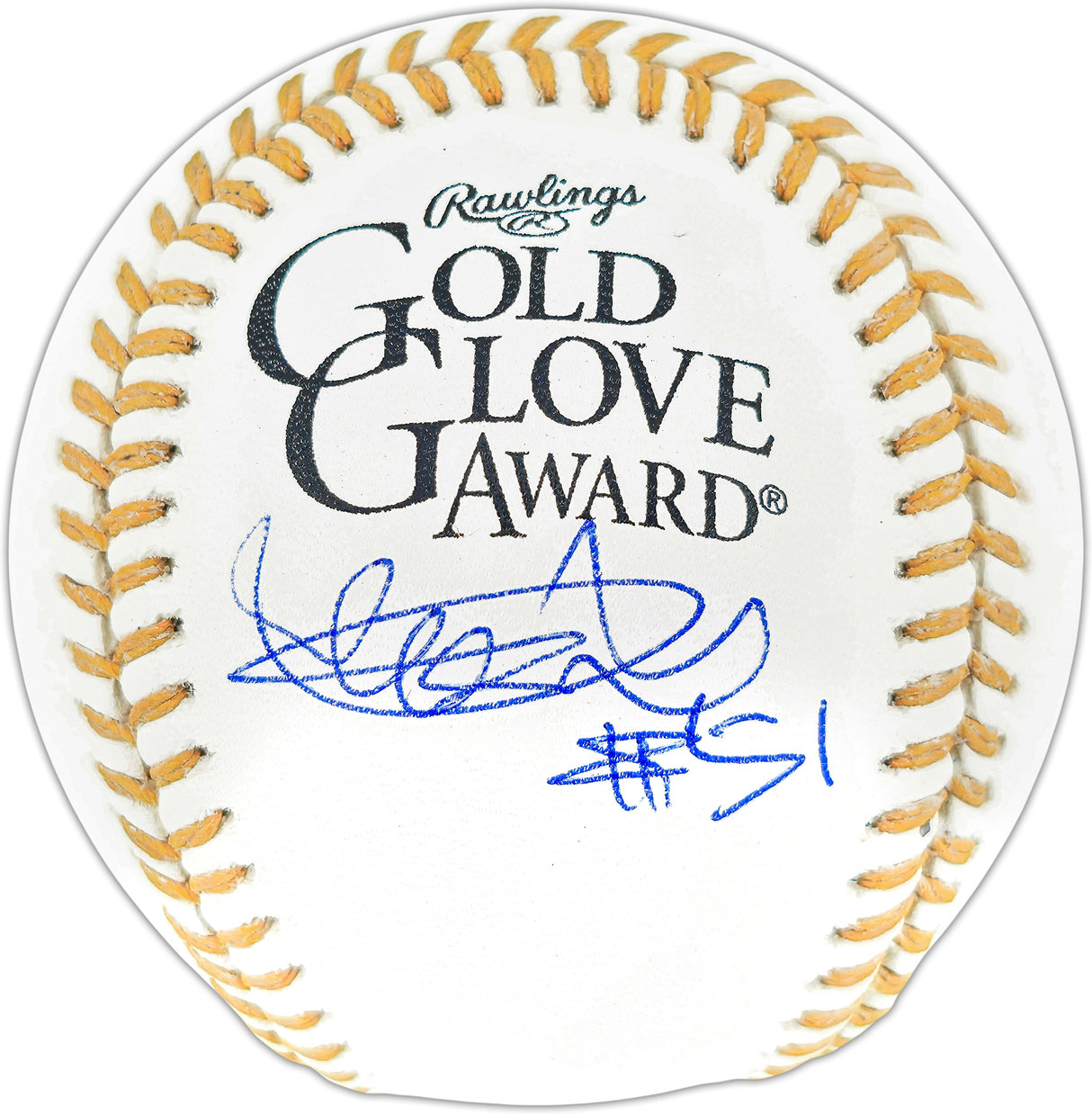 Ichiro Suzuki Autographed Official Gold Glove Logo Baseball Seattle Mariners "#51" IS Holo & Beckett BAS Witness Stock #256834