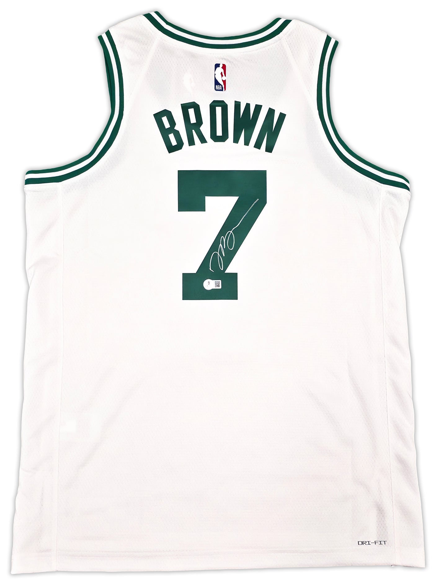 Boston Celtics Jaylen Brown Autographed White Nike Swingman Association Edition Jersey Size 48 Beckett BAS Witness Stock #256845