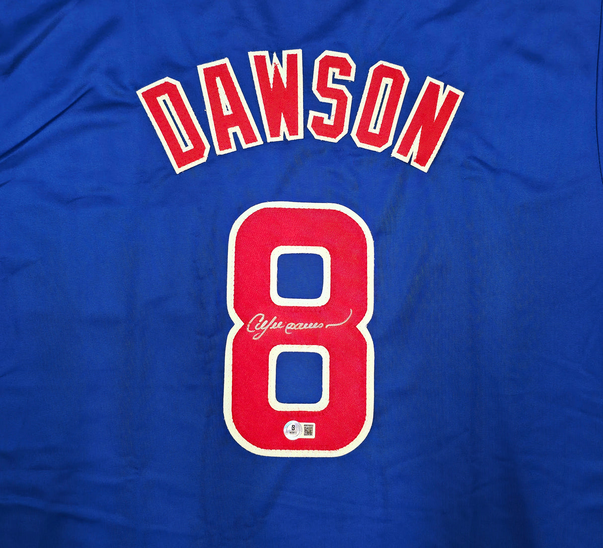 Chicago Cubs Andre Dawson Autographed Blue Jersey Beckett BAS Witness Stock #256897