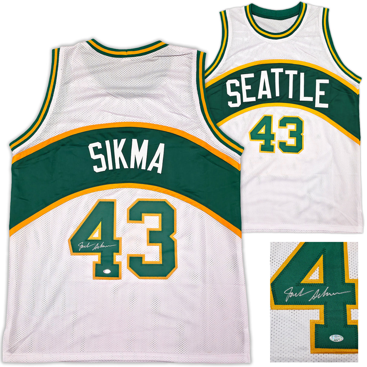 Seattle Supersonics Jack Sikma Autographed White Jersey MCS Holo Stock #256727