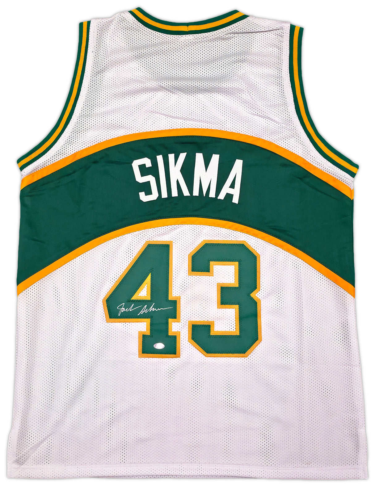 Seattle Supersonics Jack Sikma Autographed White Jersey MCS Holo Stock #256727