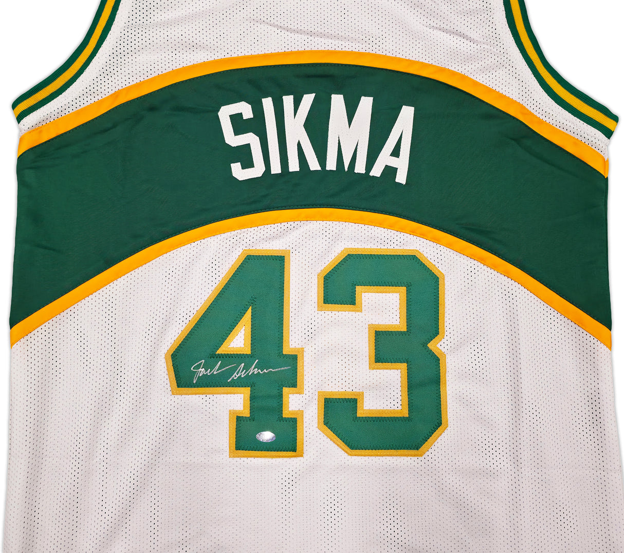 Seattle Supersonics Jack Sikma Autographed White Jersey MCS Holo Stock #256727