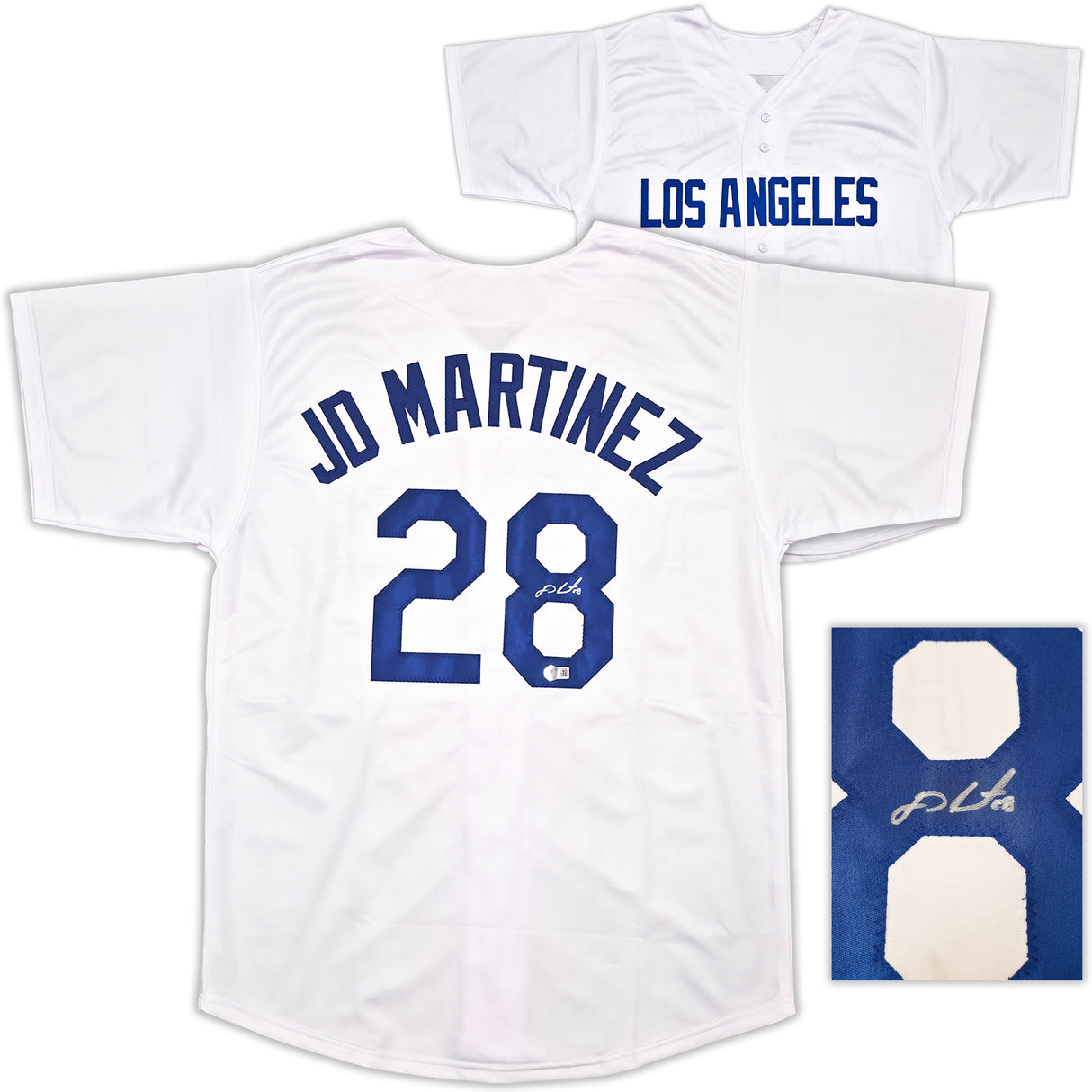 Los Angeles Dodgers JD Martinez Autographed White Jersey Beckett BAS Witness Stock #256899