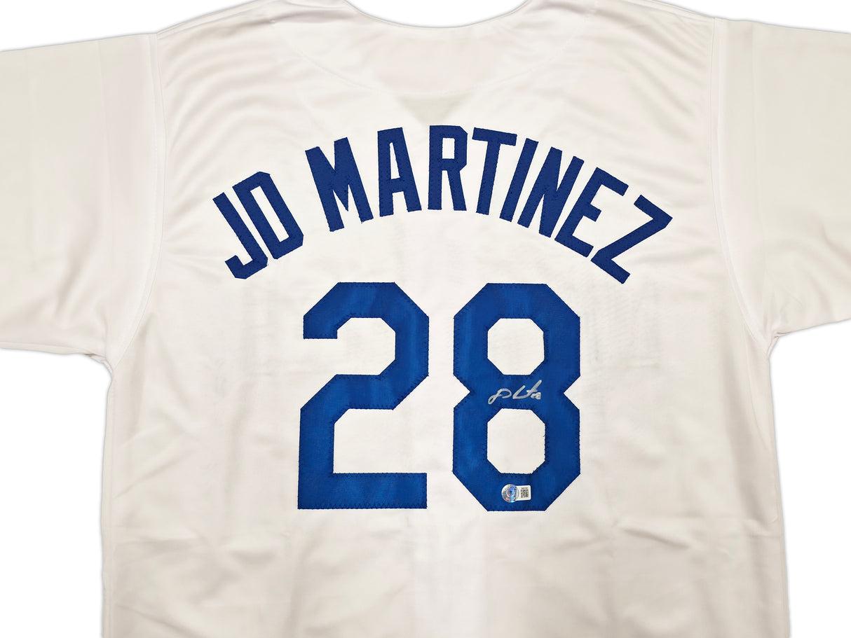 Los Angeles Dodgers JD Martinez Autographed White Jersey Beckett BAS Witness Stock #256899