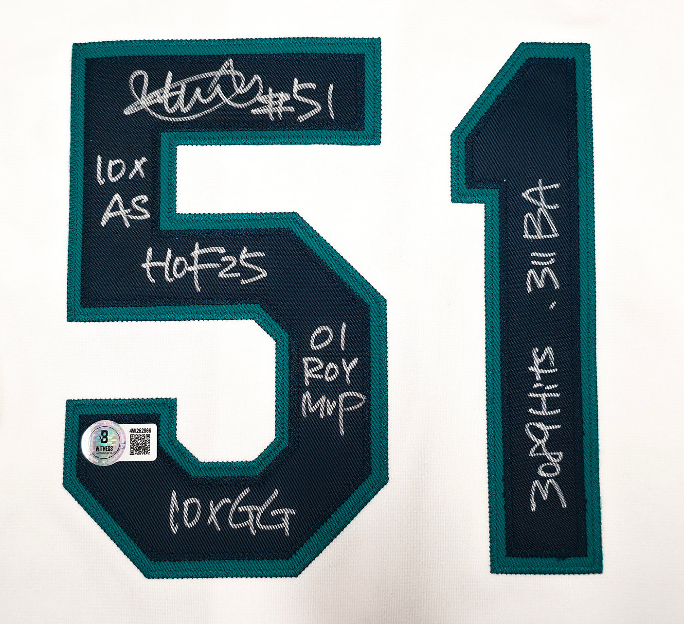 Seattle Mariners Ichiro Suzuki Autographed White Authentic Mitchell & Ness Cooperstown Authentic Collection 2001 ASG Patch Rookie Jersey Size 52 With 7 Stats IS Holo & Beckett BAS Witness Stock #256850