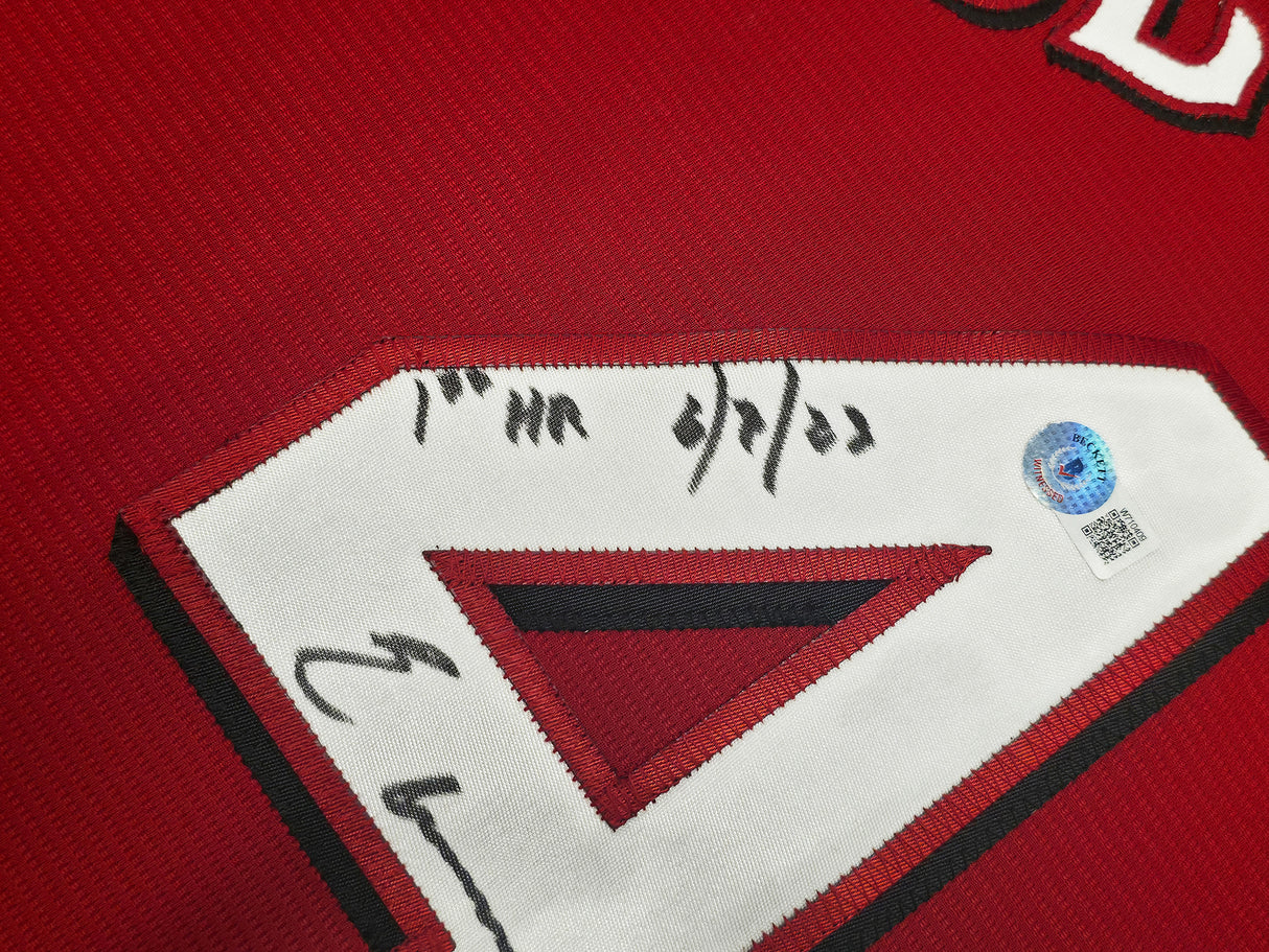 Cincinnati Reds Elly De La Cruz Autographed Red Nike Jersey Size XL "1st HR 6/8/23" Beckett BAS Witness Stock #256882