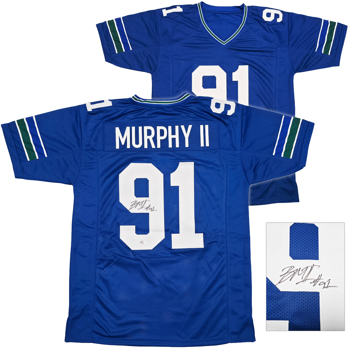 Seattle Seahawks Byron Murphy II Autographed Blue Throwback Jersey MCS Holo Stock #256978